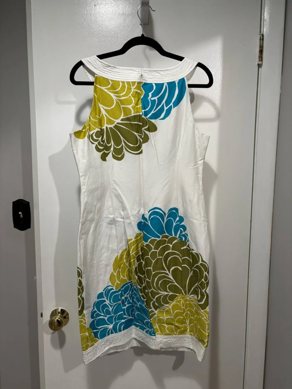 Jones New York White Midi Dress with Blue and Olive Floral Print - Picture 3 of 7